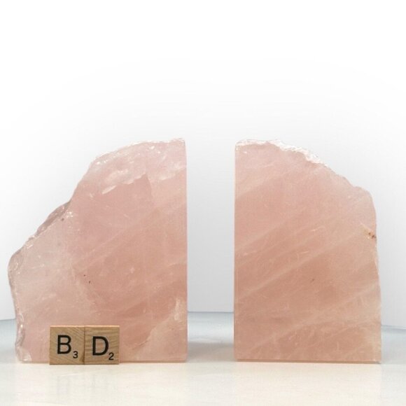 Natural Crystal Bookends Rose Quartz Stone Pink Book Ends Unique Home Decor (BD) - Picture 9 of 10